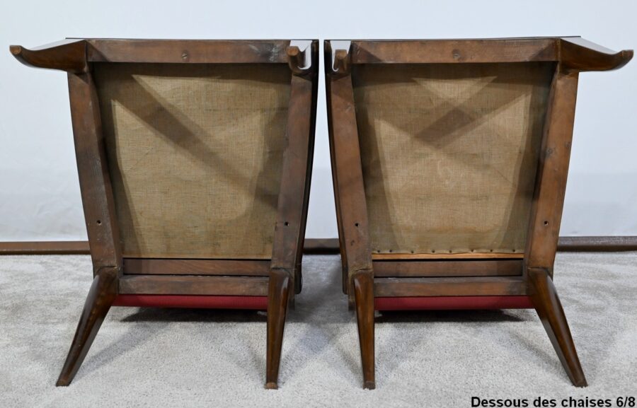 Suite de 8 Chaises en Hêtre Massif, attribuée à J.Leleu, Art Déco - 1940 – Image 42