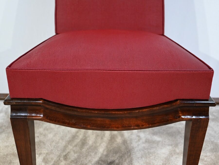 Suite de 8 Chaises en Hêtre Massif, attribuée à J.Leleu, Art Déco - 1940 – Image 7
