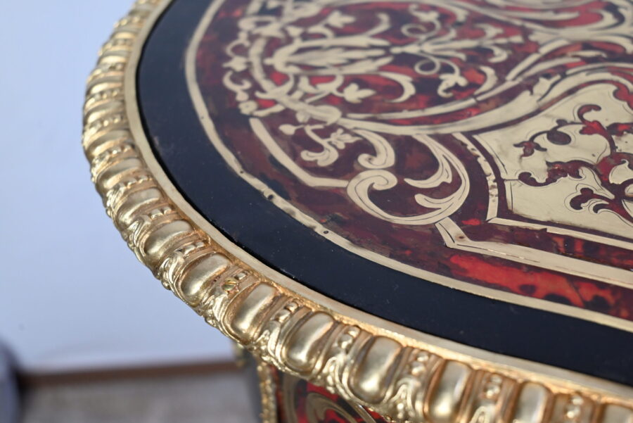 Table d’Apparat Violonée en Poirier Noirci, style Boulle, époque Napoléon III – Milieu XIXe – Image 10
