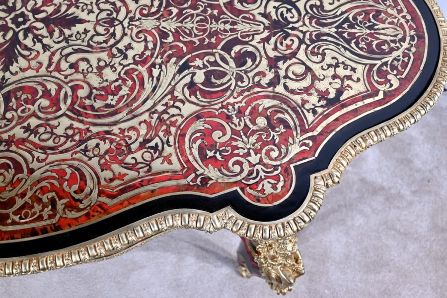 Table d’Apparat Violonée en Poirier Noirci, style Boulle, époque Napoléon III – Milieu XIXe – Image 11