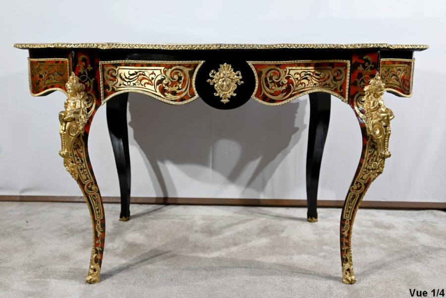 Table d’Apparat Violonée en Poirier Noirci, style Boulle, époque Napoléon III – Milieu XIXe – Image 14