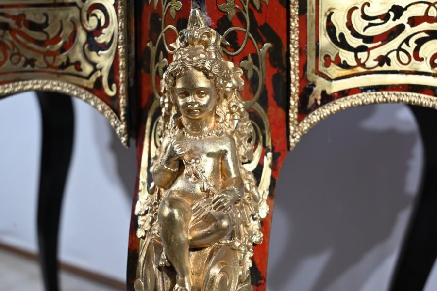 Table d’Apparat Violonée en Poirier Noirci, style Boulle, époque Napoléon III – Milieu XIXe – Image 21