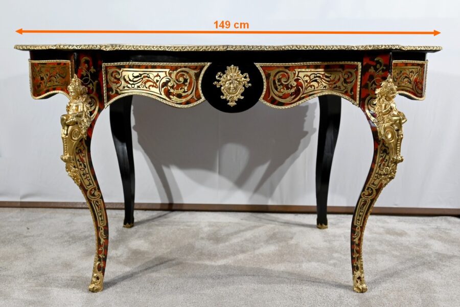 Table d’Apparat Violonée en Poirier Noirci, style Boulle, époque Napoléon III – Milieu XIXe – Image 37
