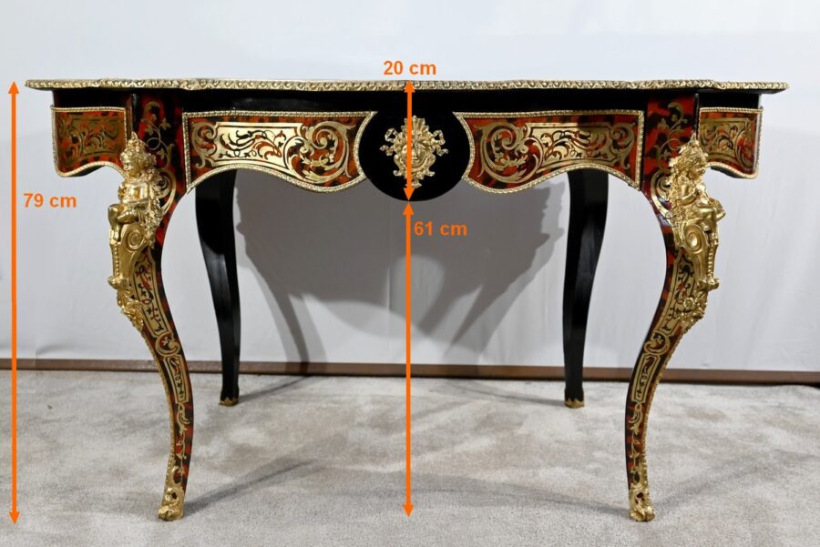 Table d’Apparat Violonée en Poirier Noirci, style Boulle, époque Napoléon III – Milieu XIXe – Image 39