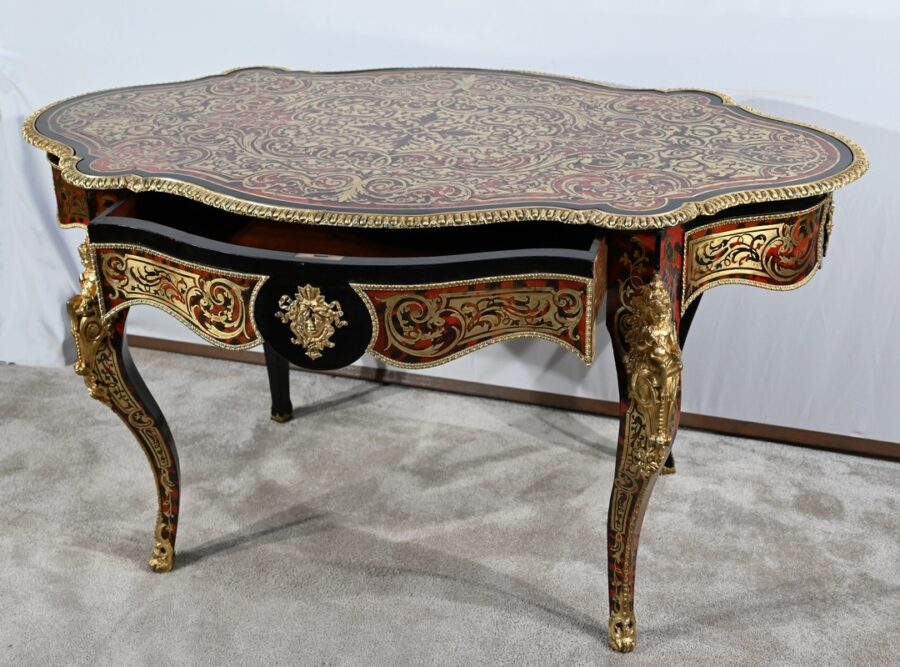 Table d’Apparat Violonée en Poirier Noirci, style Boulle, époque Napoléon III – Milieu XIXe – Image 4