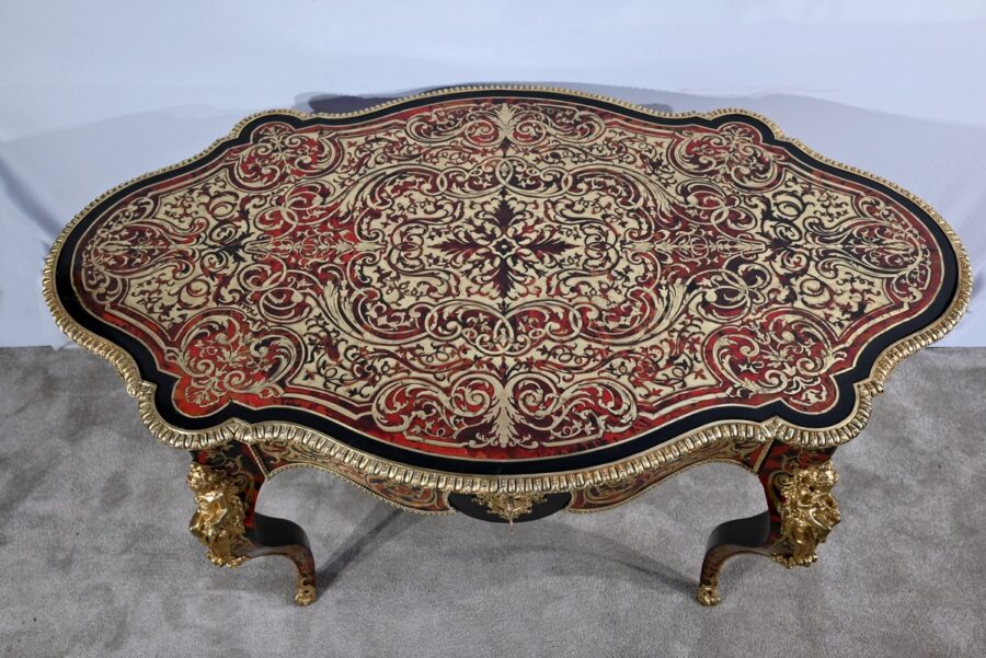 Table d’Apparat Violonée en Poirier Noirci, style Boulle, époque Napoléon III – Milieu XIXe – Image 5