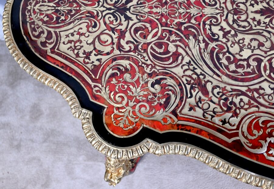 Table d’Apparat Violonée en Poirier Noirci, style Boulle, époque Napoléon III – Milieu XIXe – Image 9