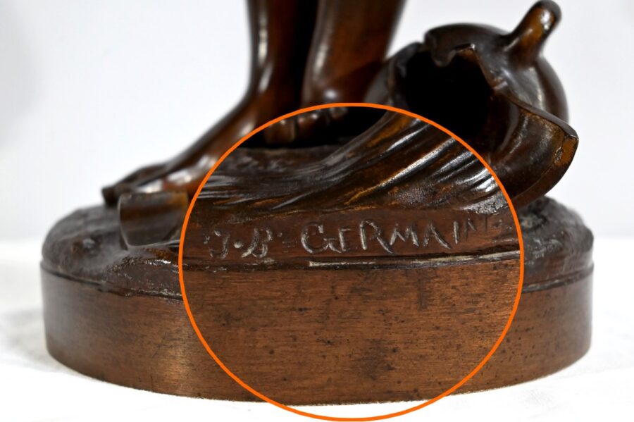 Bronze « La Jeune Fille à la Cruche Cassée », signé J-B.Germain – Fin XIXe – Image 15