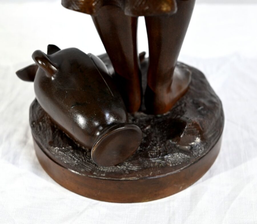 Bronze « La Jeune Fille à la Cruche Cassée », signé J-B.Germain – Fin XIXe – Image 26