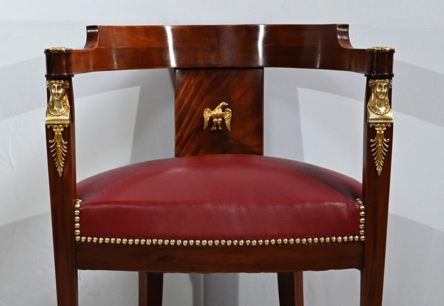 Fauteuil de Bureau en Acajou Clair, style Retour d’Égypte – Milieu XIXe – Image 6