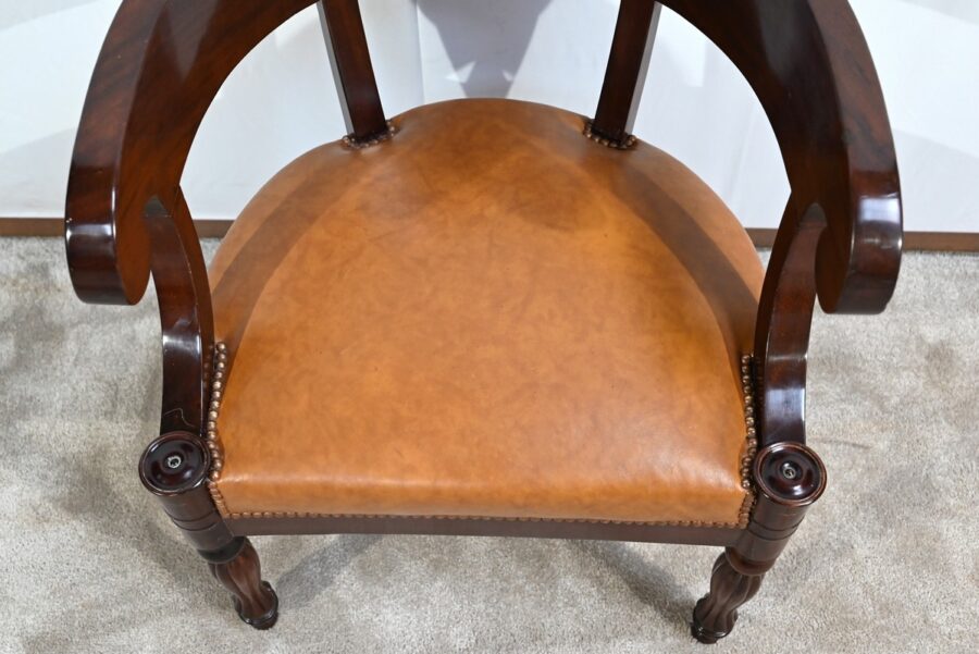Fauteuil de Bureau en Acajou, époque restauration – Début XIXe – Image 4
