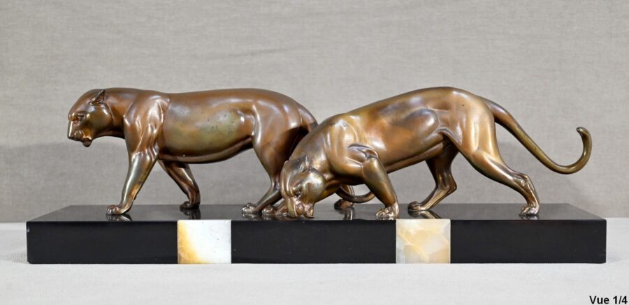 Groupe de Lionnes en Régule, Art Déco – 1940 – Image 4