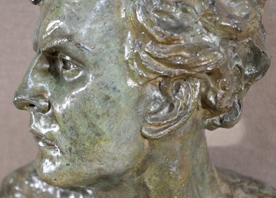 Important Bronze « Jean Mermoz », signé A.Ouline – 1ère partie XXe – Image 6