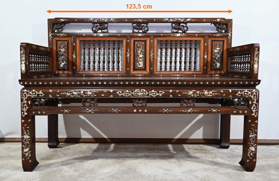 Petite Banquette Indochinoise en Palissandre – Fin XIXe – Image 26