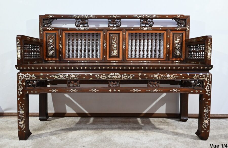 Petite Banquette Indochinoise en Palissandre – Fin XIXe – Image 5