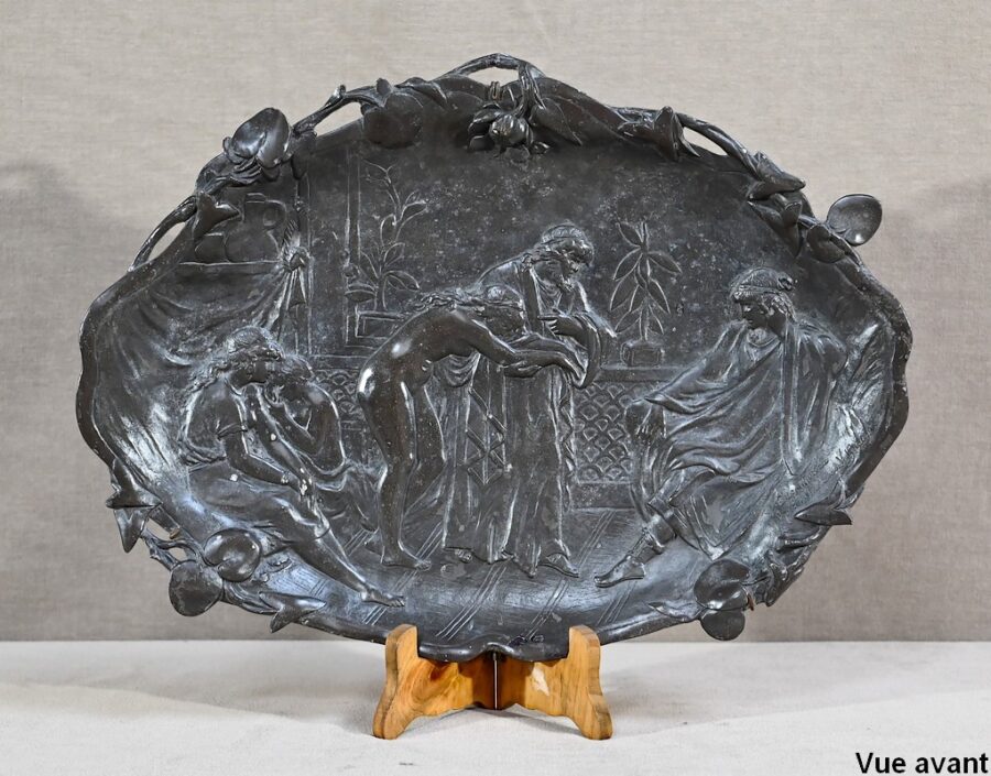 Plateau en Bronze « Un Marchand d’Esclaves », signé A.Moreau d’après V.Giraud – Fin XIXe – Image 4
