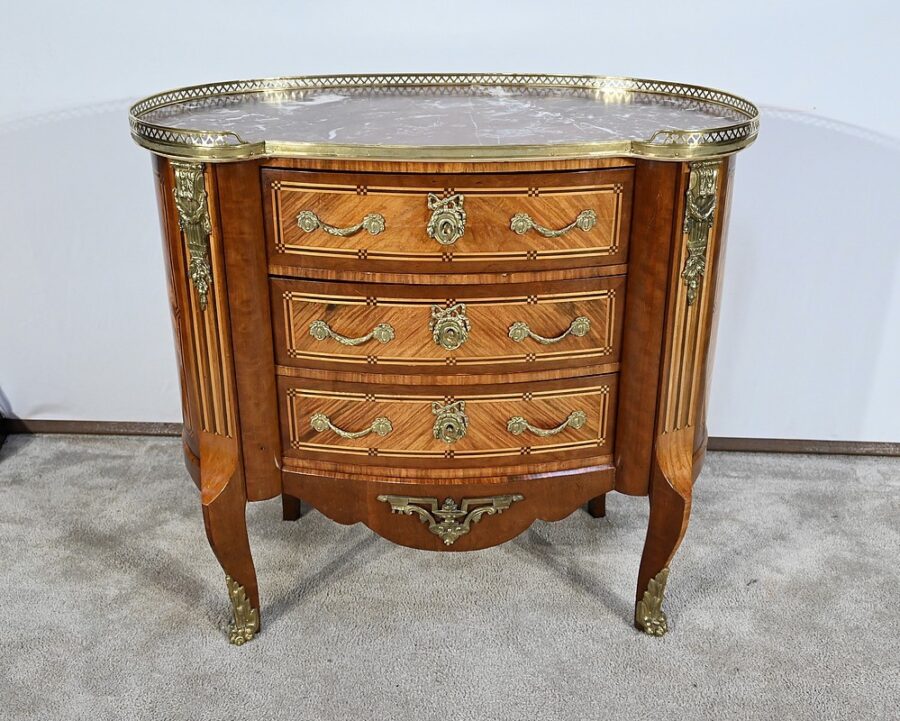 Commode Rognon en Bois Précieux, style Transition Louis XIV / Louis XV – Fin XIXe