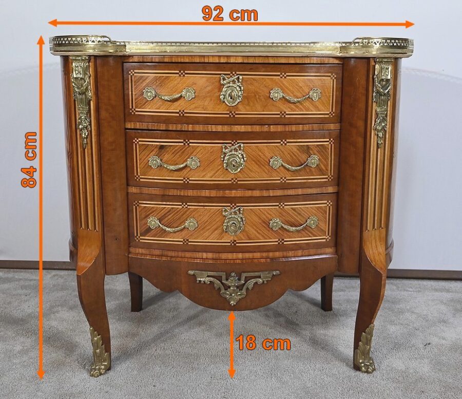 Commode Rognon en Bois Précieux, style Transition Louis XIV / Louis XV – Fin XIXe – Image 26