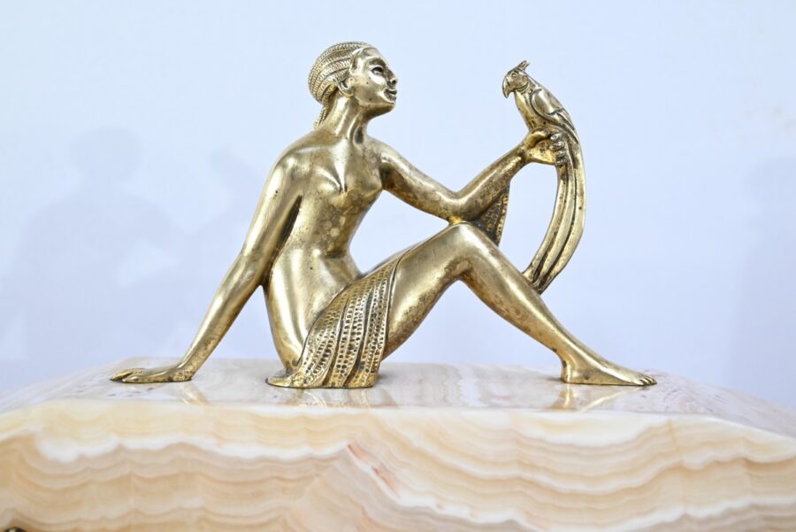 Ensemble de Cheminée en Onyx et Bronze, estampillé A. Gapaillard, Art Déco – 1920 – Image 6