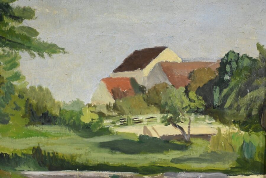 Peinture à l'Huile sur Bois, signée M.Cauvet – 1958 – Image 5