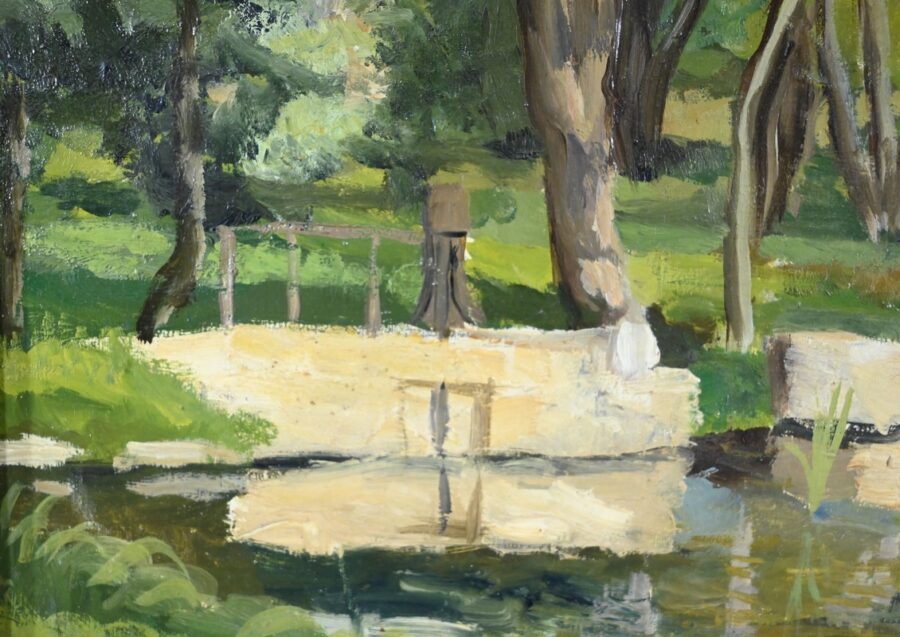 Peinture à l'Huile sur Bois, signée M.Cauvet – 1958 – Image 7