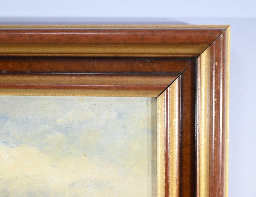 Peinture à l'Huile sur Bois, signée M.Cauvet – 1958 – Image 9