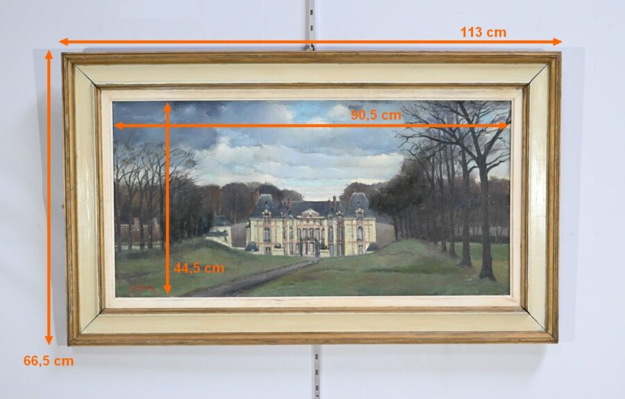 Grand Tableau « Château de Gros Bois », signé A.Mémin – 1954 – Image 19