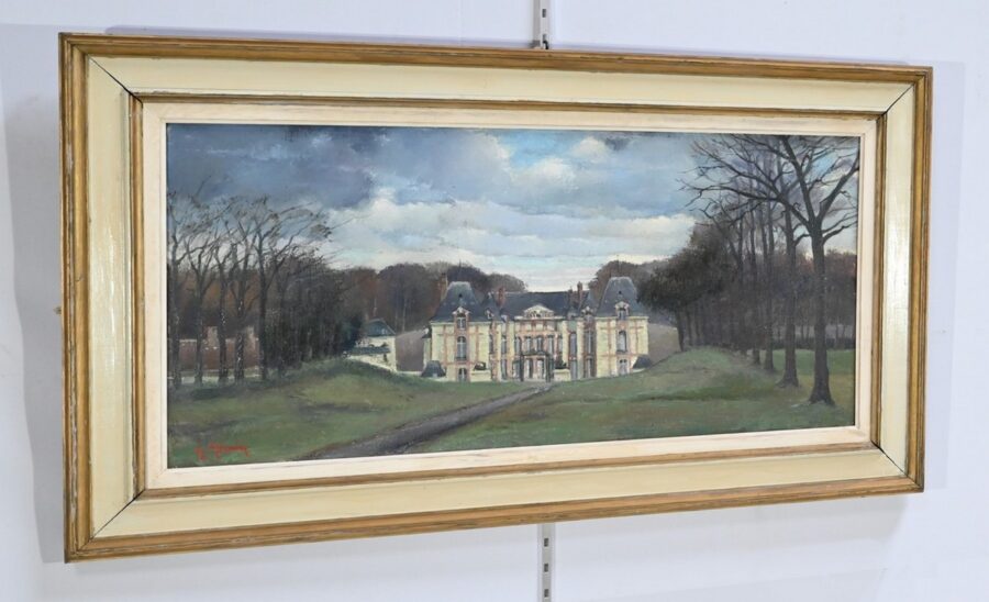 Grand Tableau « Château de Gros Bois », signé A.Mémin – 1954 – Image 2