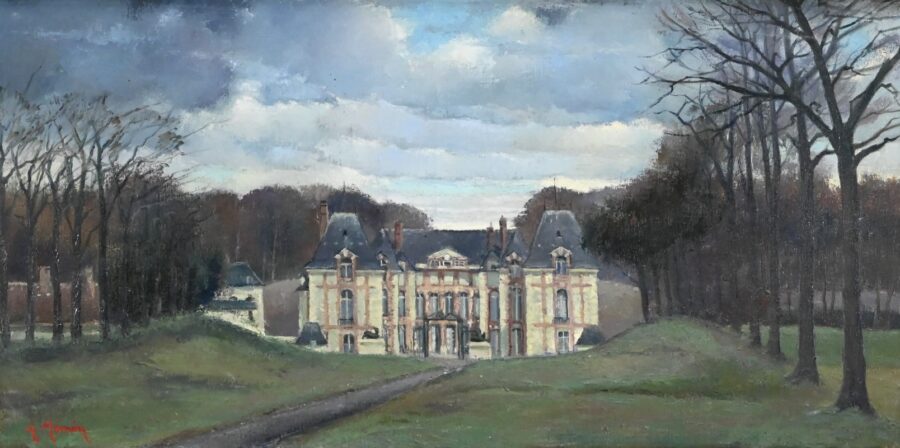 Grand Tableau « Château de Gros Bois », signé A.Mémin – 1954 – Image 3