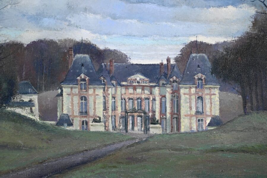 Grand Tableau « Château de Gros Bois », signé A.Mémin – 1954 – Image 4