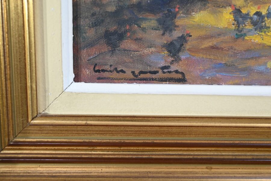 Huile sur Bois « Maison en Brière », signée E. Gautier – 1955 – Image 11