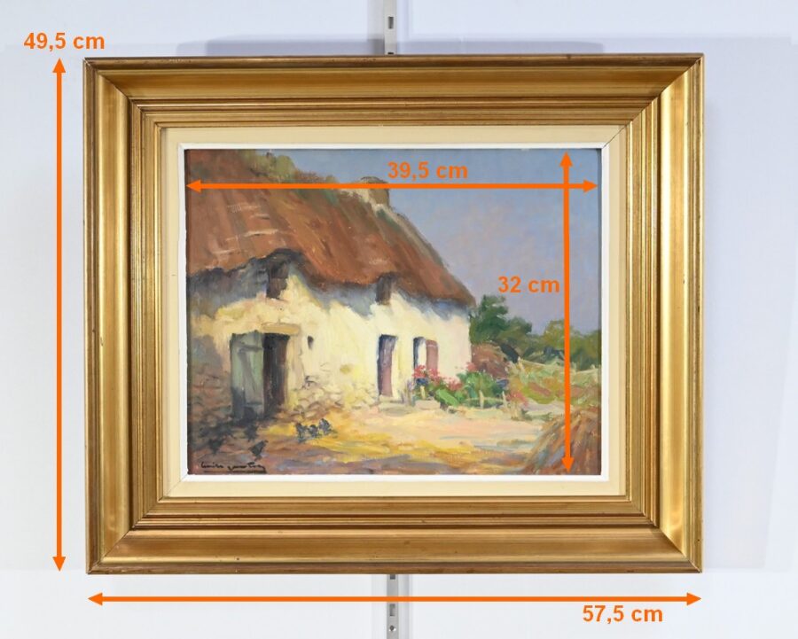 Huile sur Bois « Maison en Brière », signée E. Gautier – 1955 – Image 17