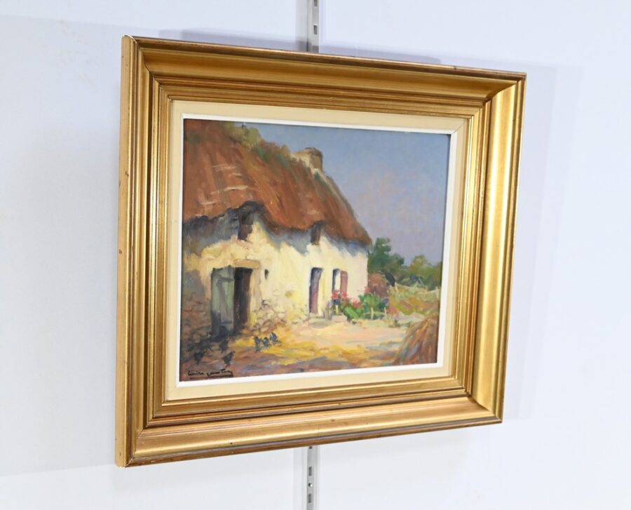 Huile sur Bois « Maison en Brière », signée E. Gautier – 1955 – Image 2