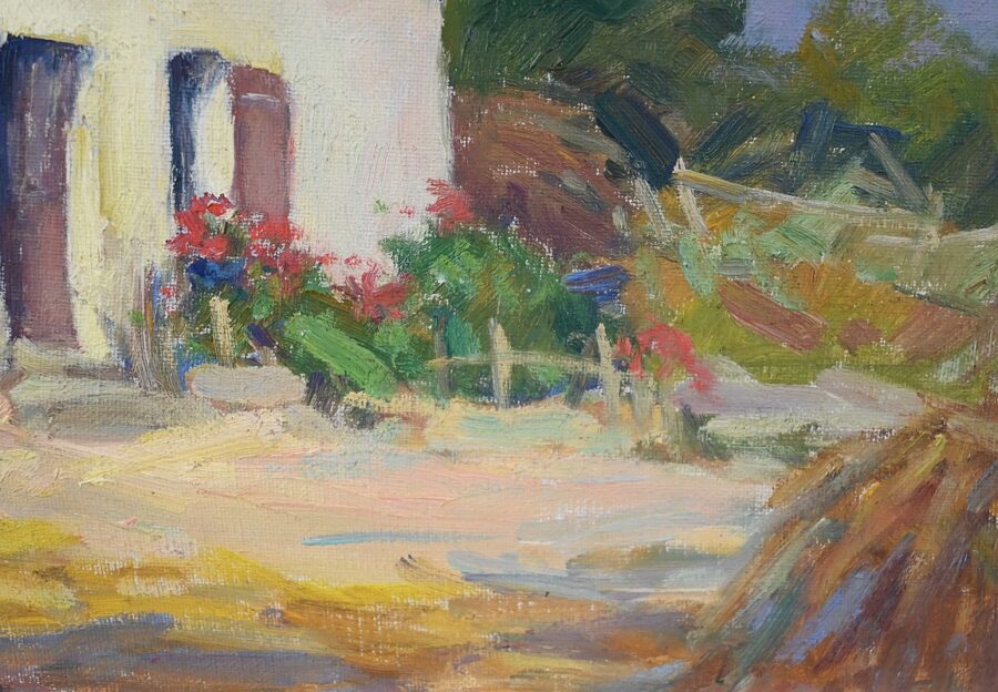 Huile sur Bois « Maison en Brière », signée E. Gautier – 1955 – Image 9