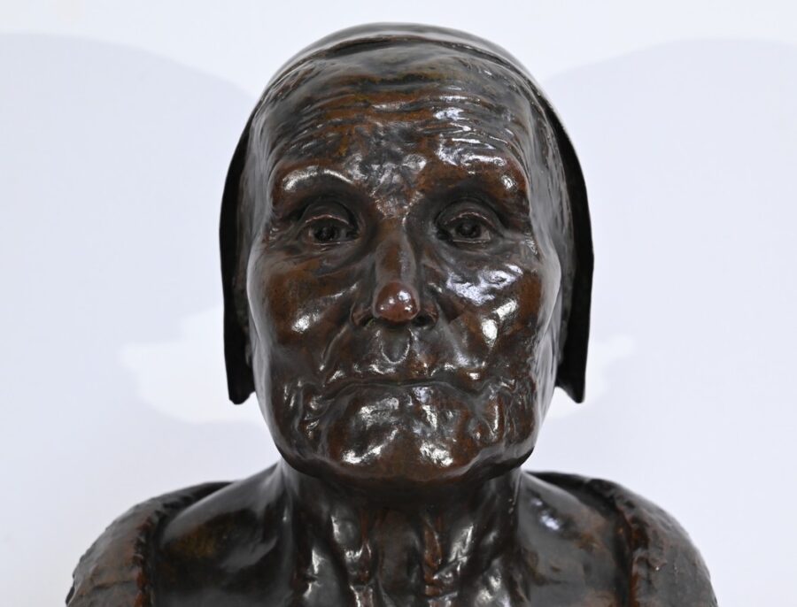 Important Buste de Bretonne en Bronze, signé G.Demée – Fin XIXe – Image 5