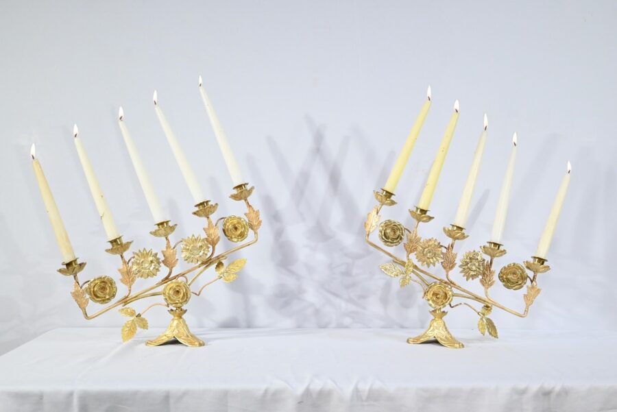 Paire de Candélabres d'Autel en Laiton – 1920