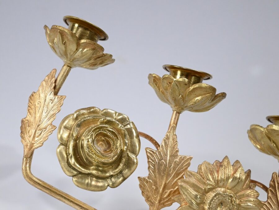 Paire de Candélabres d'Autel en Laiton – 1920 – Image 10