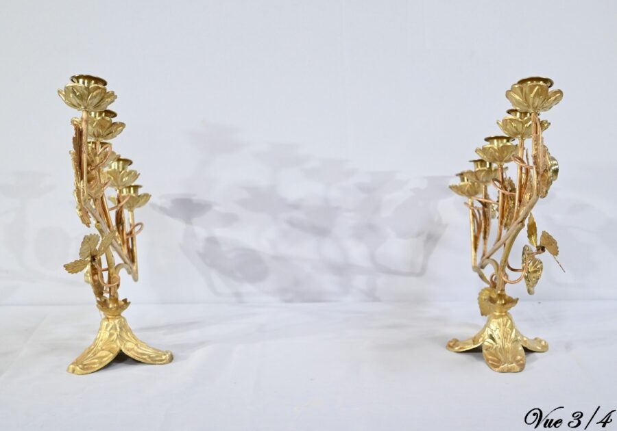 Paire de Candélabres d'Autel en Laiton – 1920 – Image 15