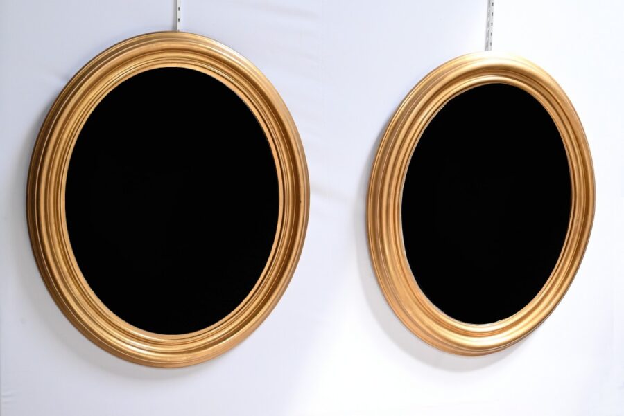 Rare Paire de Miroirs Ovales – Milieu XIXe – Image 3