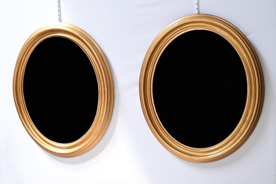 Rare Paire de Miroirs Ovales – Milieu XIXe – Image 4