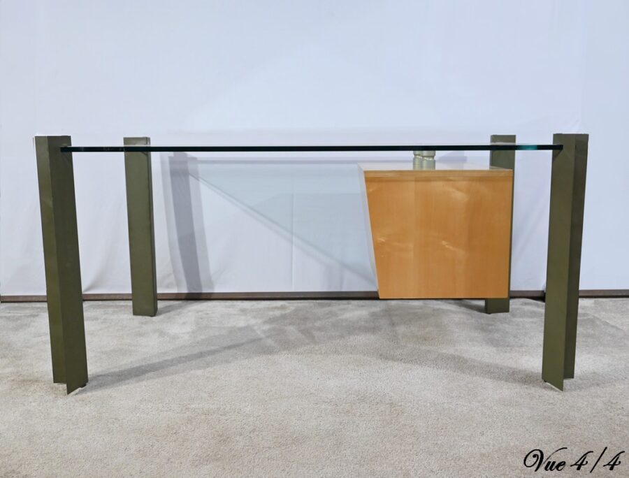 Bureau en Verre et Sycomore, par J.Rondineau pour le Cabinet XI Design – Fin XXe – Image 18