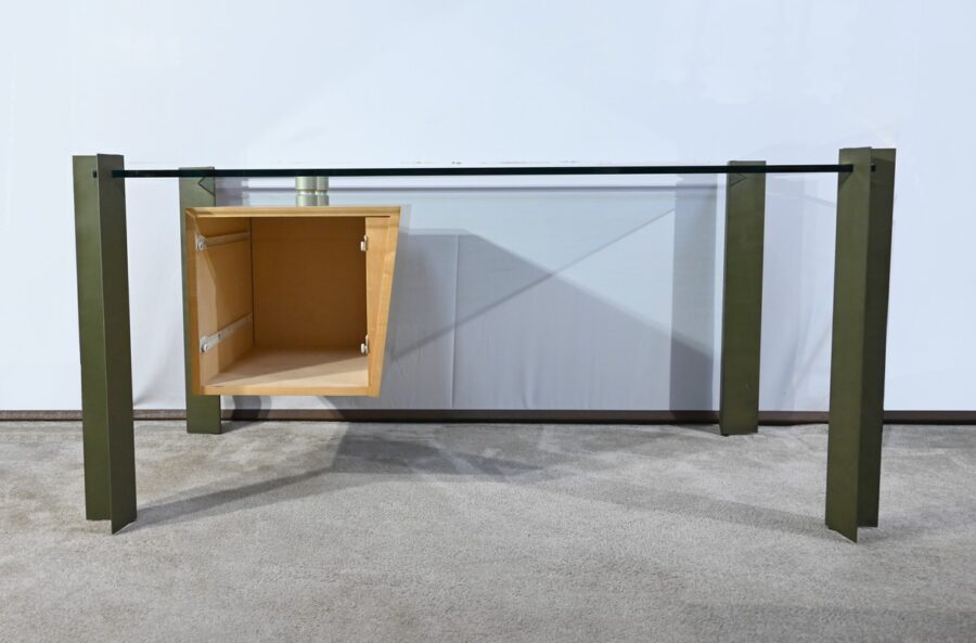 Bureau en Verre et Sycomore, par J.Rondineau pour le Cabinet XI Design – Fin XXe – Image 24
