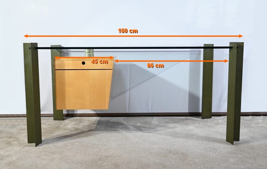 Bureau en Verre et Sycomore, par J.Rondineau pour le Cabinet XI Design – Fin XXe – Image 27