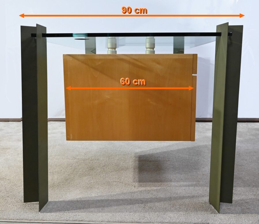 Bureau en Verre et Sycomore, par J.Rondineau pour le Cabinet XI Design – Fin XXe – Image 28