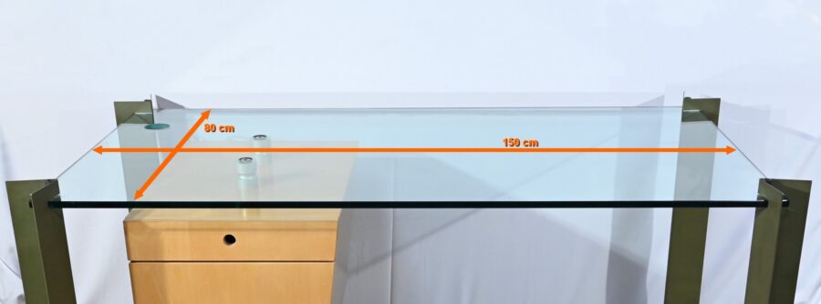 Bureau en Verre et Sycomore, par J.Rondineau pour le Cabinet XI Design – Fin XXe – Image 30