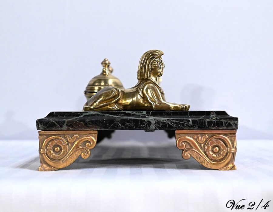 Encrier en Bronze et Marbre, style Empire - 1ère partie XIXe – Image 16