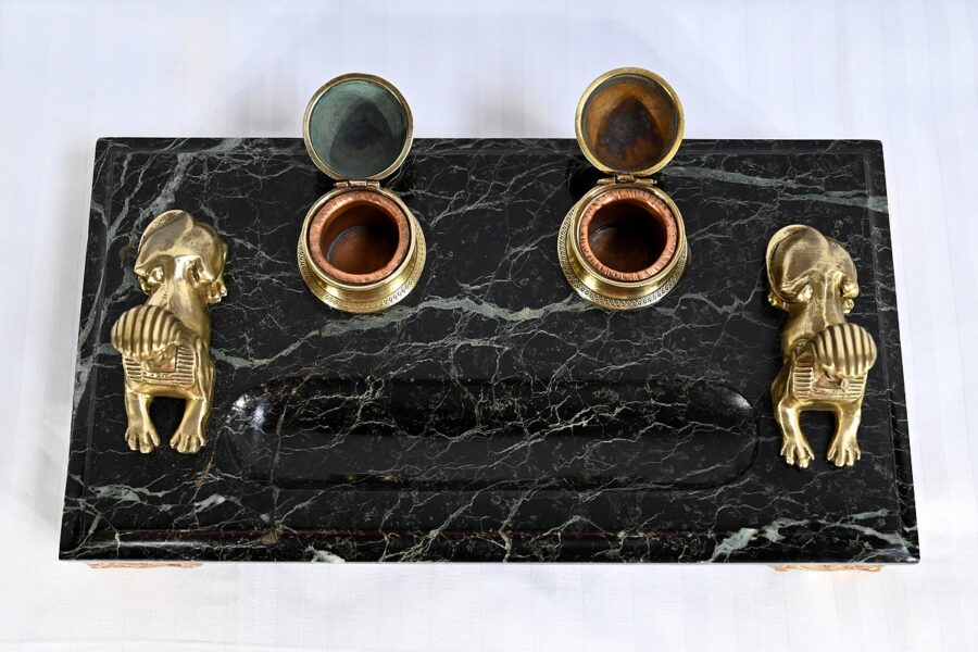 Encrier en Bronze et Marbre, style Empire - 1ère partie XIXe – Image 5