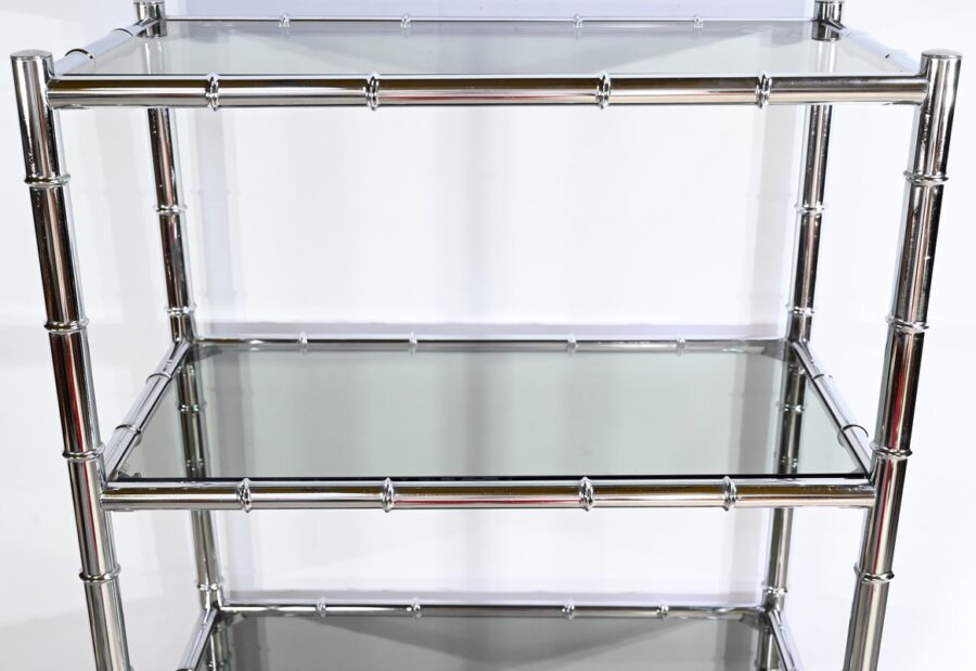 Étagère 5 Niveaux en Métal Chromé, esprit Bambou – 1970 – Image 10