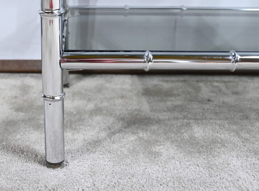 Étagère 5 Niveaux en Métal Chromé, esprit Bambou – 1970 – Image 13