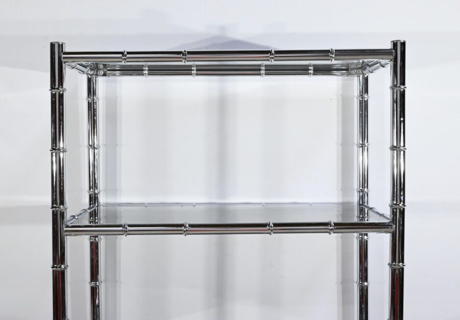 Étagère 5 Niveaux en Métal Chromé, esprit Bambou – 1970 – Image 5